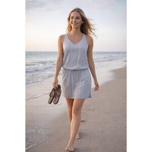 Marmot Gretchen Athletic Dress S Gray Stripe UPF 50 Outdoor